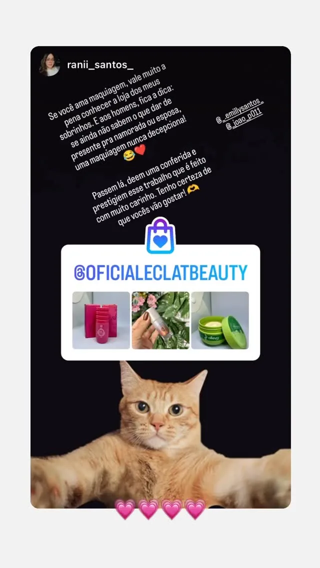 Mensagem de agradecimento de uma cliente da Éclat Beauty